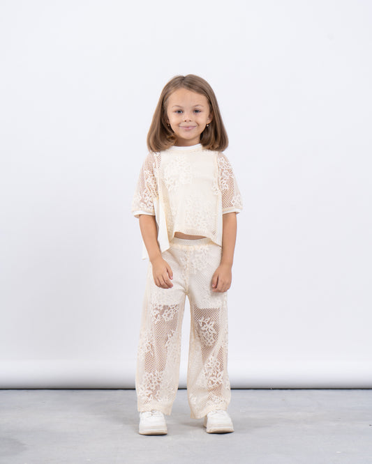 Sheer Lace Wide-Leg Pants
