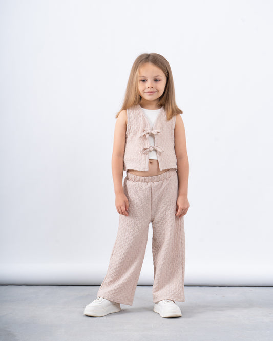 Crushed Textured Wide-Leg Pants 