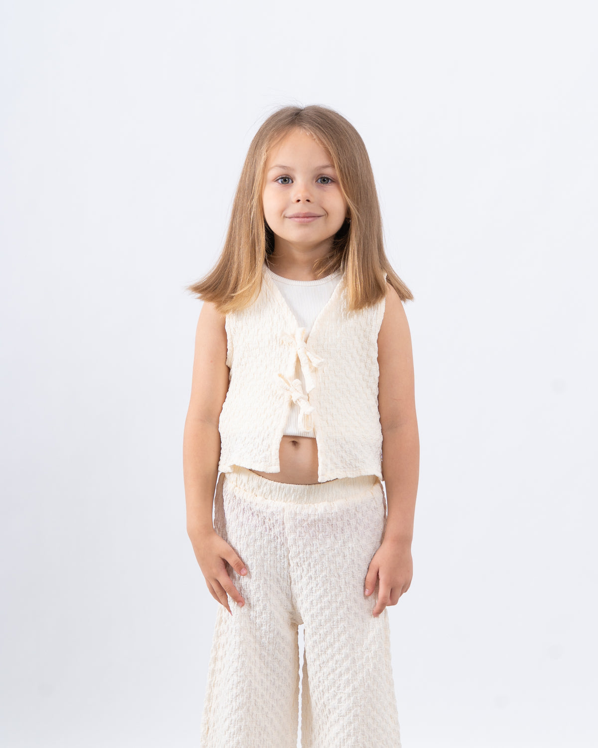Crushed Textured Tie-Front Vest