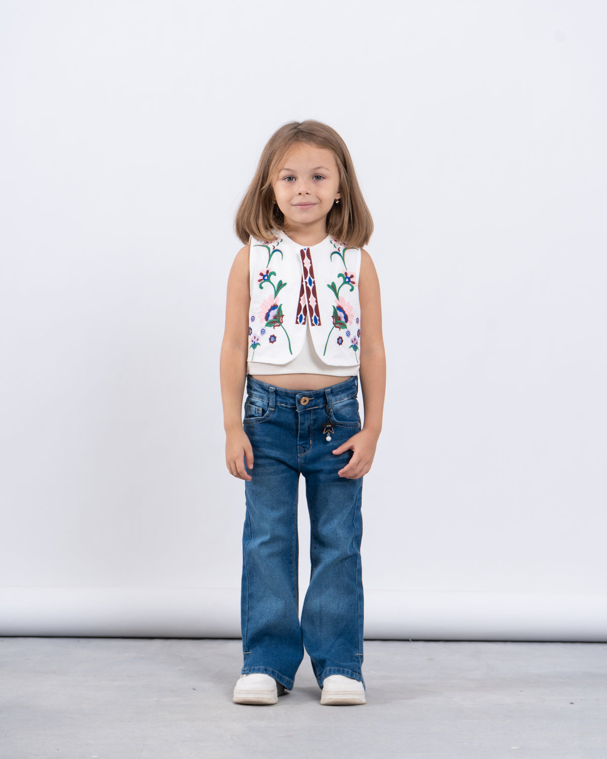 Embroidered Floral Vest