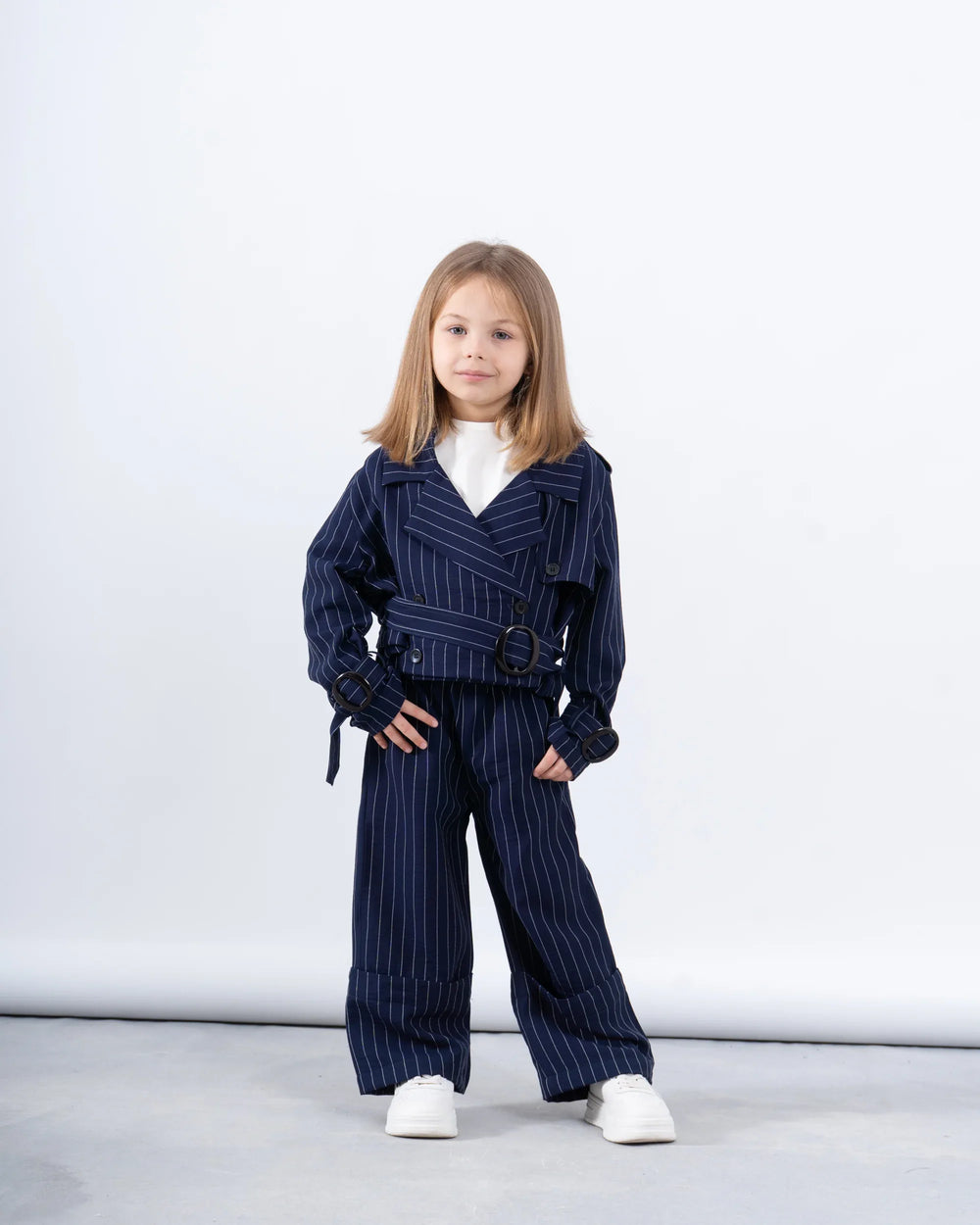 Pinstripe Cropped Trench Jacket - Venti