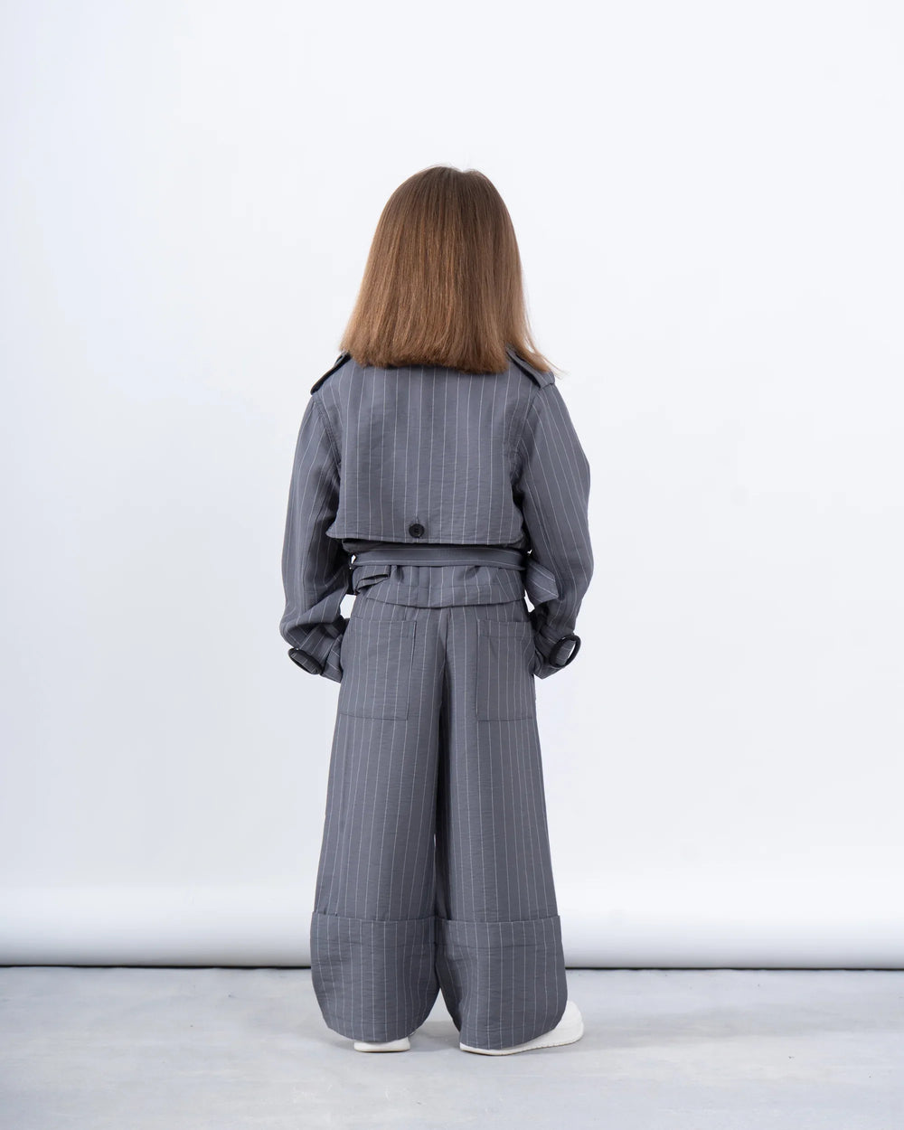 Pinstripe Cropped Trench Jacket - Venti