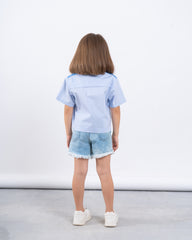 Button-Up Shirt With Embroidered Shoulders