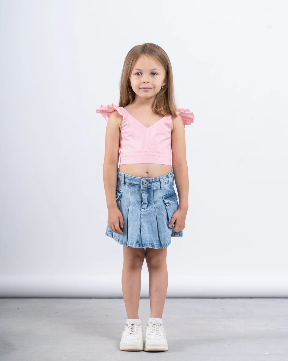 Sparkling Ruffled Tied-Back Crop Top - Venti