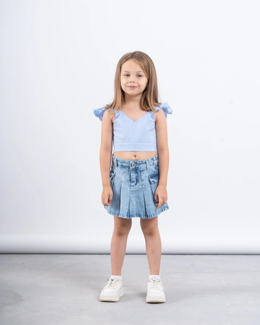 Sparkling Ruffled Tied-Back Crop Top - Venti