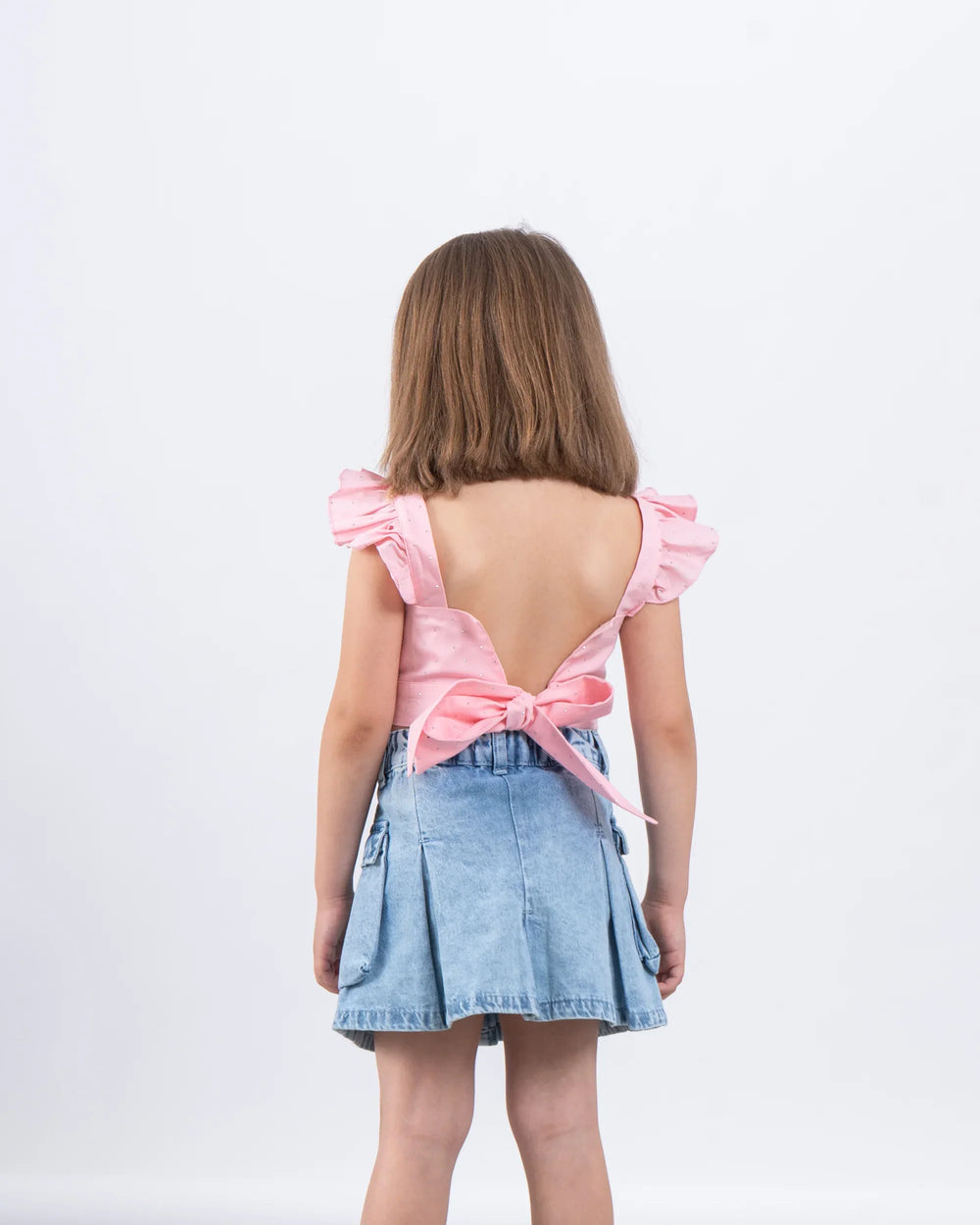 Sparkling Ruffled Tied-Back Crop Top - Venti