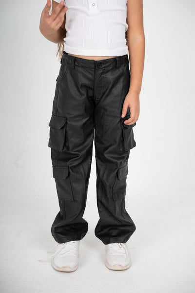 GIRL CARGO LEATHER PANTS BLACK 438951 from Venti