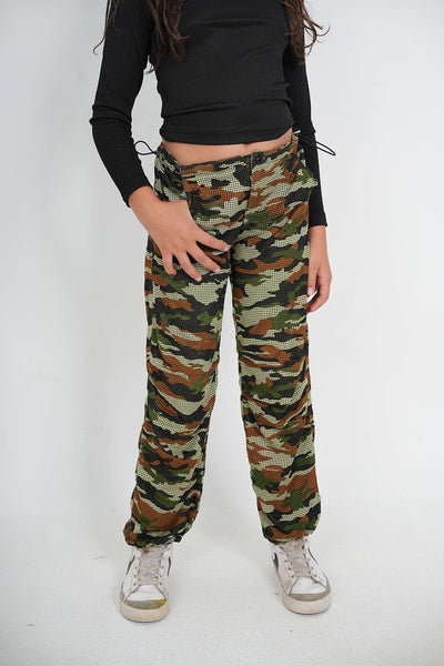 GIRL CAMOU MESH PARACHUTE PANTS 438956 from venti