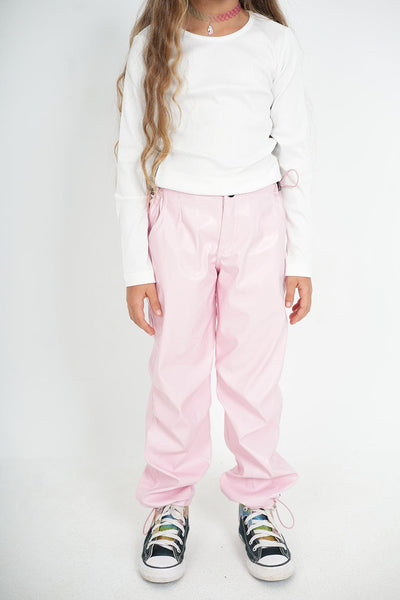 GIRLS LEATHER PARACHUTE PANTS ROSE 438955 from venti 