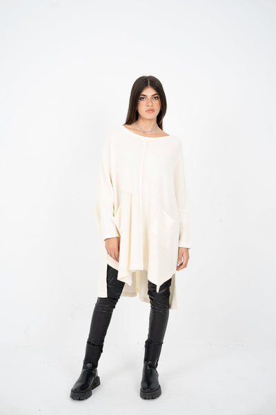 WOMEN OVERSIZE KNIT PONCHO 439803 OFFWHITE from venti