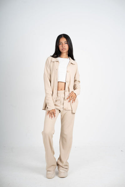 WOMEN RIBBED KNIT SET 439702 BEIGE from venti